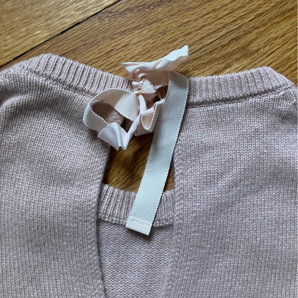 THEORY Pale Pink Rose Salomina Cashmere Sweater Bow Tie Back - Picture 10 of 13